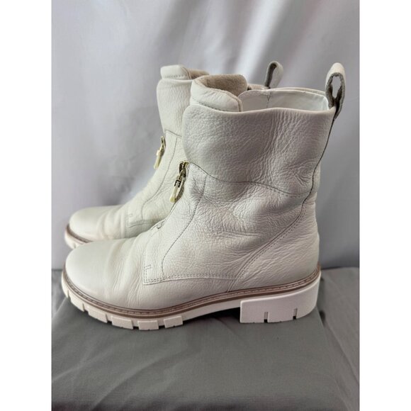 Ara Cream Leather Ankle Boots With Dual Zippers & Pull Tabs High Soft Size 5.5 - Picture 2 of 9